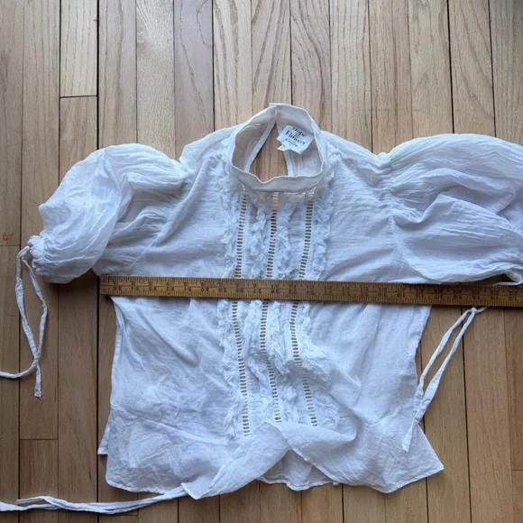 Anthropogie for Flowers by Tracy Reese White Ruffle Blouse Romantic Feminine Top - Picture 4 of 7